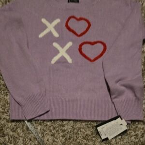 Art Class Lavender Sweater with Red and White XO Design